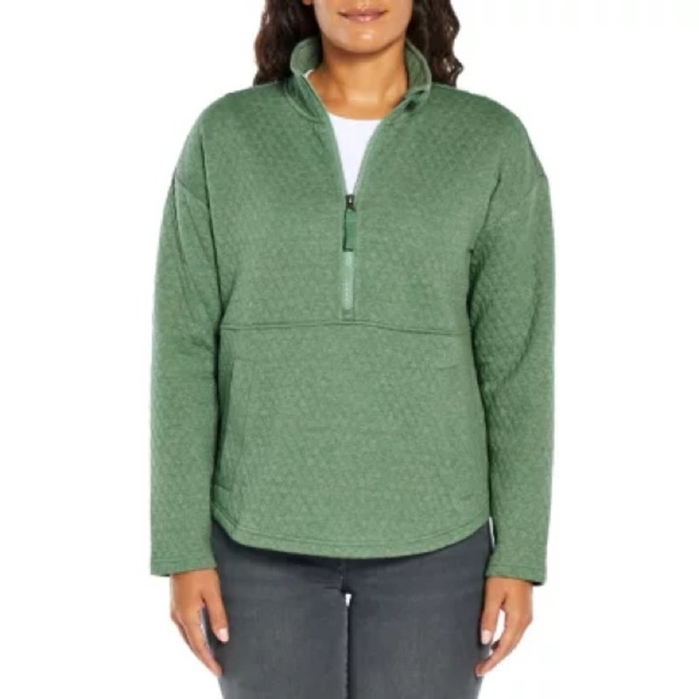 Eddie Bauer quilted half zip pullover sweater plus green long sleeve XXLarge 2x